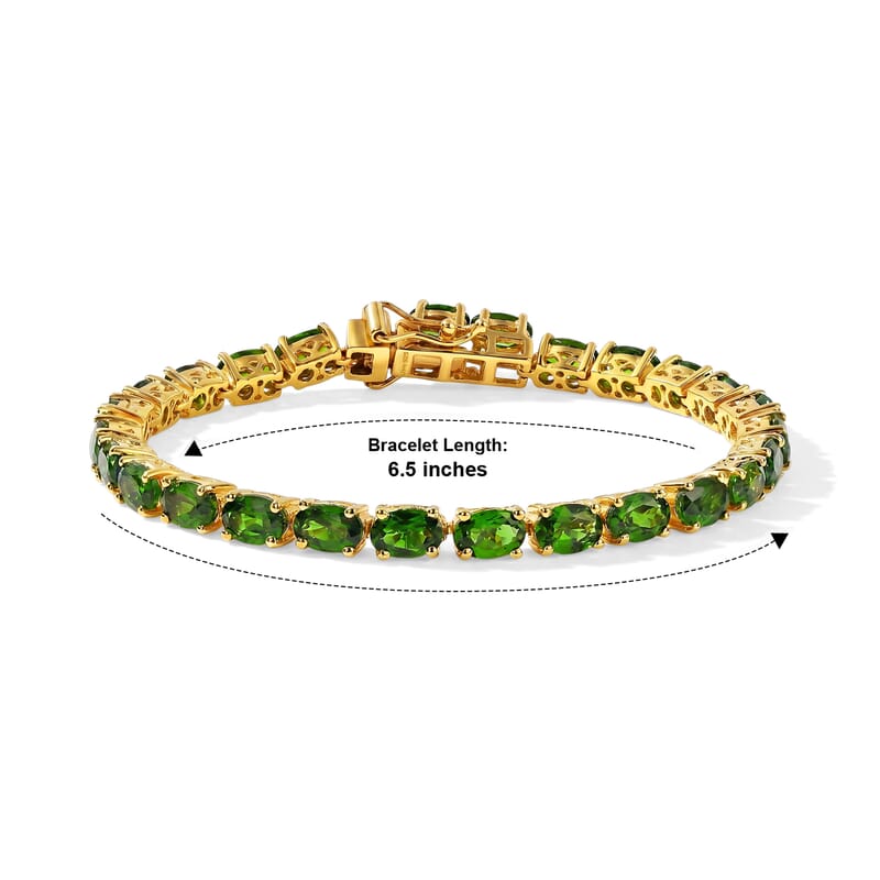 D'Joy Chrome Diopside 13.00 ctw Evergreen Vine Bracelet in 18K Vermeil Yellow Gold Over Sterling Silver (6.50 In)