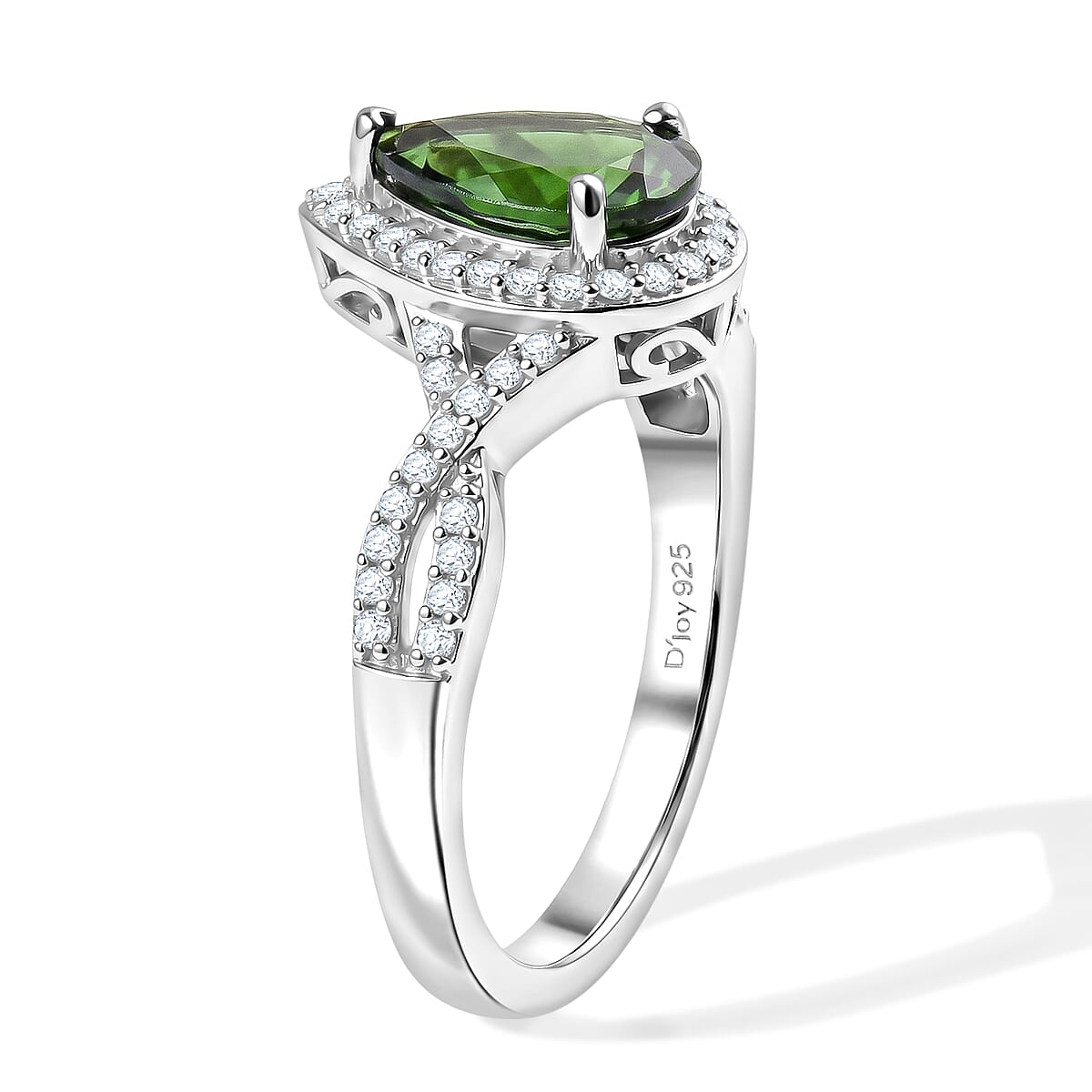 D'Joy Chrome Diopside and Moissanite 1.60 ctw Infinity Crown Ring in Rhodium Over Sterling Silver (Size 10.0) image number 1