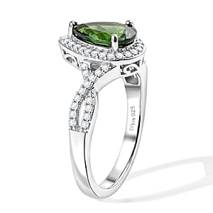 D'Joy Chrome Diopside and Moissanite 1.60 ctw Infinity Crown Ring in Rhodium Over Sterling Silver (Size 10.0)