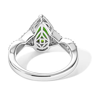 D'Joy Chrome Diopside and Moissanite 1.60 ctw Infinity Crown Ring in Rhodium Over Sterling Silver (Size 10.0)