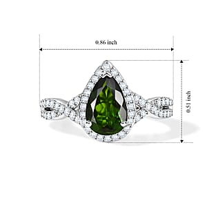 D'Joy Chrome Diopside and Moissanite 1.60 ctw Infinity Crown Ring in Rhodium Over Sterling Silver (Size 10.0)