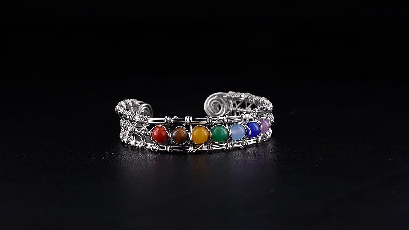 Multi Gemstone Bangle Bracelet in Silvertone (6.5-7 In) 25.00 ctw