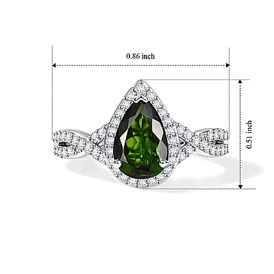 D'Joy Chrome Diopside and Moissanite 1.60 ctw Infinity Crown Ring in Rhodium Over Sterling Silver (Size 5.0)