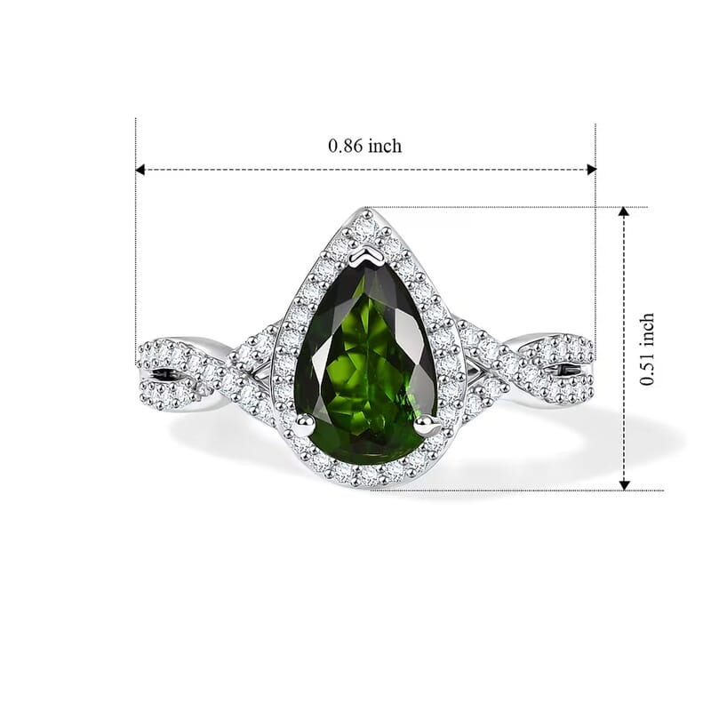 D'Joy Chrome Diopside and Moissanite 1.60 ctw Infinity Crown Ring in Rhodium Over Sterling Silver (Size 5.0)