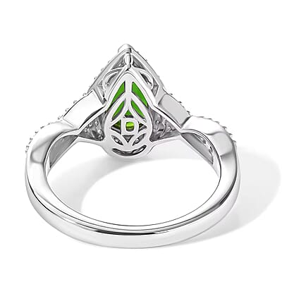D'Joy Chrome Diopside and Moissanite 1.60 ctw Infinity Crown Ring in Rhodium Over Sterling Silver (Size 5.0)