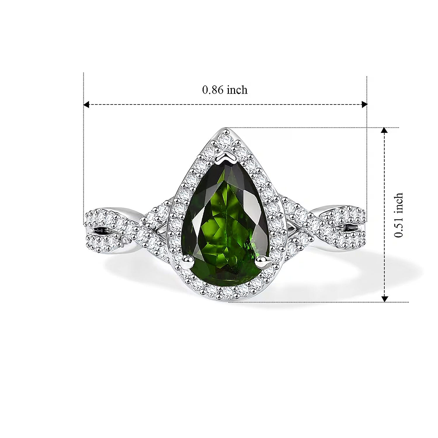 D'Joy Chrome Diopside and Moissanite 1.60 ctw Infinity Crown Ring in Rhodium Over Sterling Silver (Size 6.0)