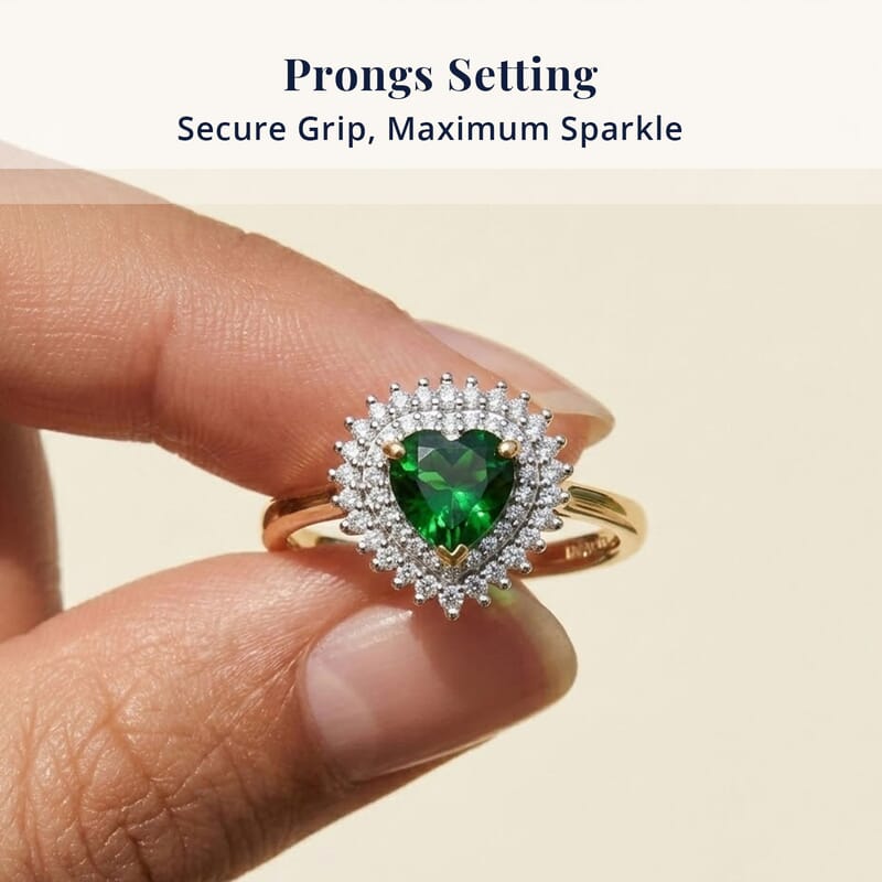D'Joy Chrome Diopside and Moissanite 1.10 ctw Royal Heart Ring in 18K Vermeil Yellow Gold Over Sterling Silver (Size 6.0)