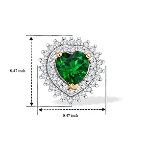 D'Joy Chrome Diopside, Moissanite Royal Heart Stud Earrings in 18K Vermeil YG Over Sterling Silver 1.35 ctw