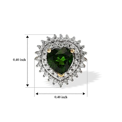 D'Joy Chrome Diopside and Moissanite 1.35 ctw Royal Heart Stud Earrings in 18K Vermeil Yellow Gold Over Sterling Silver