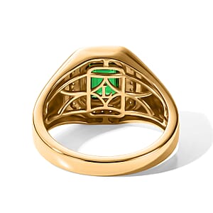 Premium Chrome Diopside and Luxuriant Lab Grown Diamond G-H SI 1.80 ctw Men's Ring in 18K Vermeil Yellow Gold Over Sterling Silver (Size 11.0)