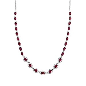 Certified & Appraised D'Joy Premium Usambara Color Change Garnet and Moissanite 16.20 ctw Necklace (18-20 inches) in Rhodium Over Sterling Silver