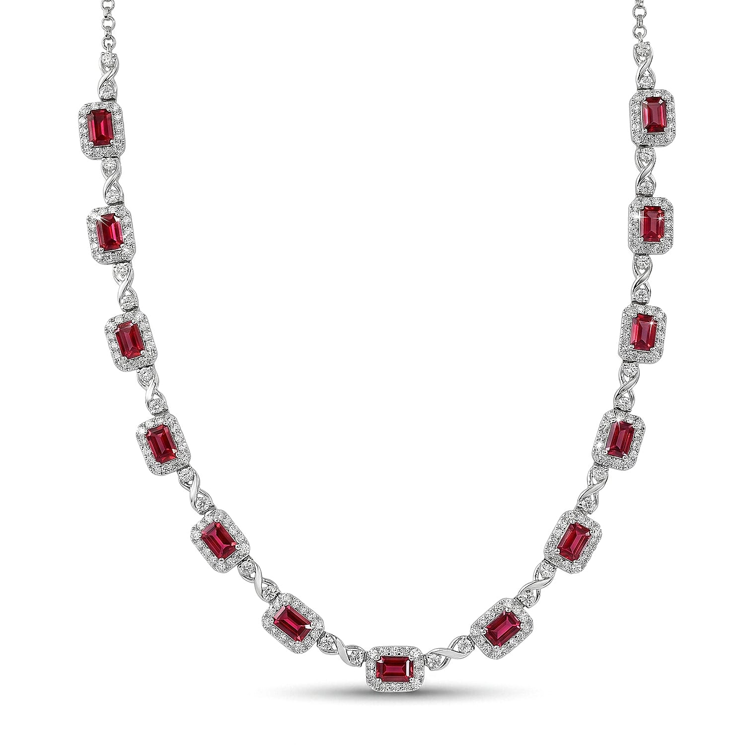 Certified & Appraised D'Joy Premium Usambara Color Change Garnet and Moissanite 12.55 ctw Necklace (18-20 inches) in Rhodium Over Sterling Silver