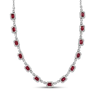 Certified & Appraised D'Joy Premium Usambara Color Change Garnet and Moissanite 12.55 ctw Necklace (18-20 inches) in Rhodium Over Sterling Silver