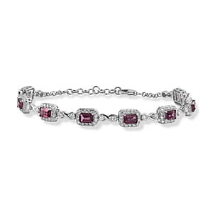 Certified & Appraised D'Joy Premium Usambara Color Change Garnet and Moissanite 7.60 ctw Bracelet in Rhodium Over Sterling Silver (7.25 In)