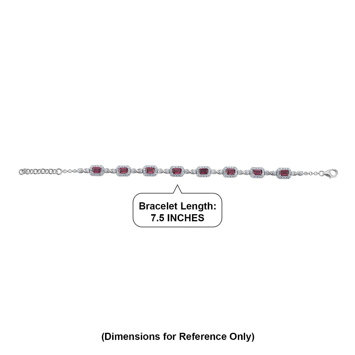 Certified & Appraised D'Joy Premium Usambara Color Change Garnet, Moissanite Bracelet in Rhodium Over Sterling Silver (7.25 In) 7.60 ctw image number 4