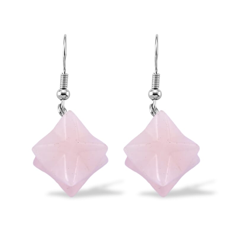 Galilea Rose Quartz 35.00 ctw Earrings in Silvertone
