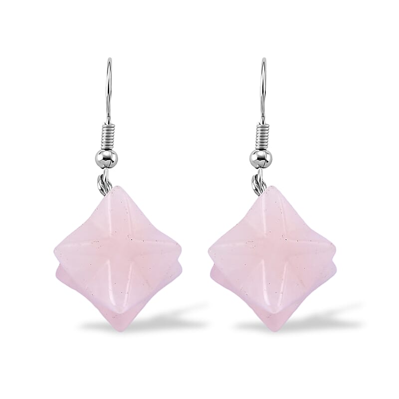 Galilea Rose Quartz 35.00 ctw Earrings in Silvertone