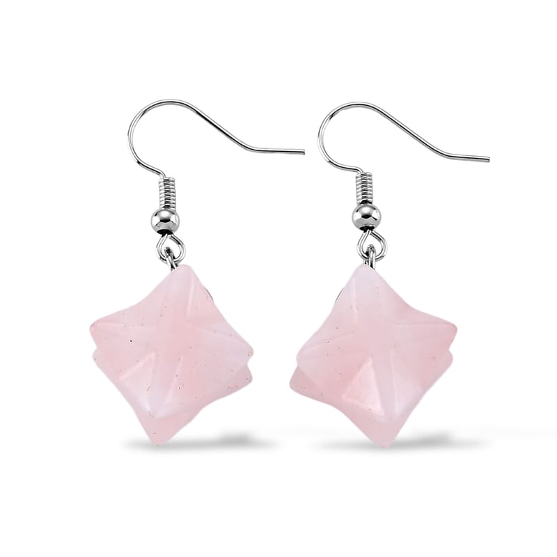 Galilea Rose Quartz 35.00 ctw Earrings in Silvertone
