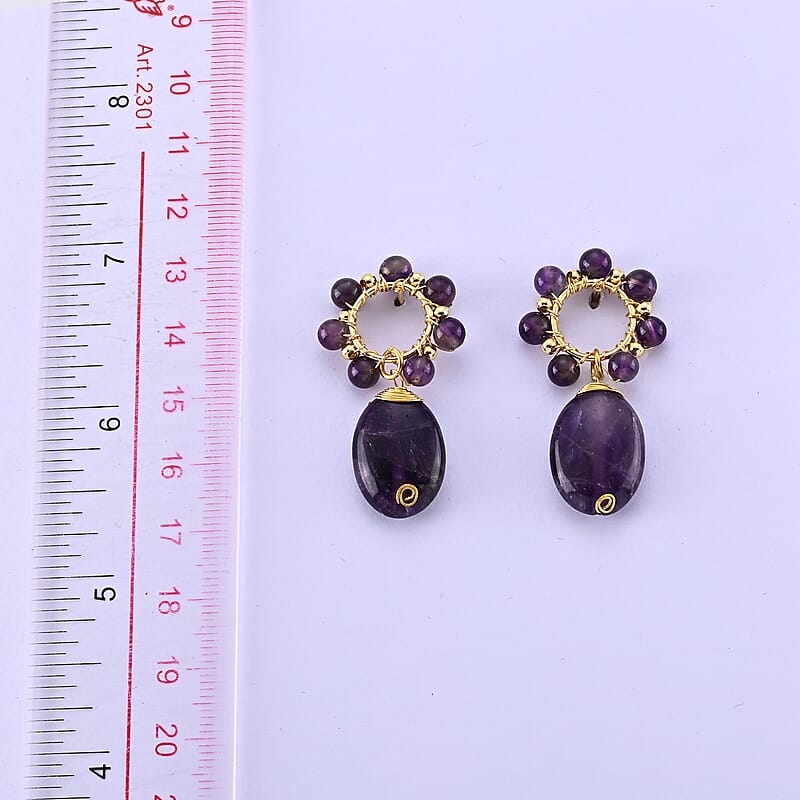 African Amethyst 30.00 ctw Earrings in Goldtone