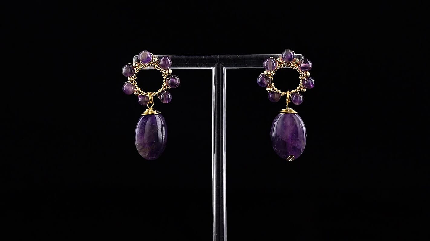 Multi Fluorite Earrings in Goldtone 30 ctw