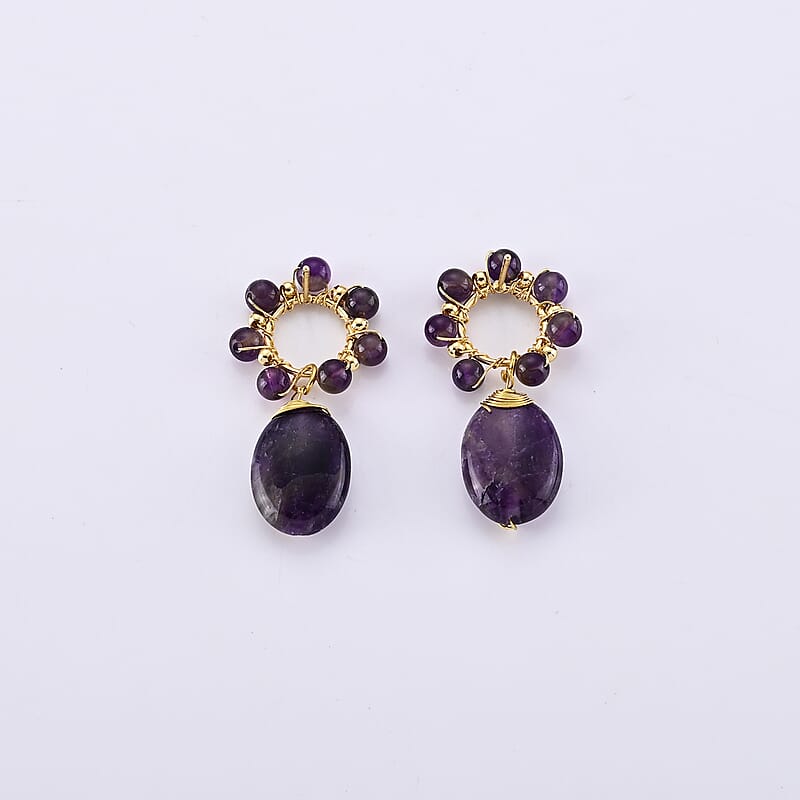 African Amethyst 30.00 ctw Earrings in Goldtone