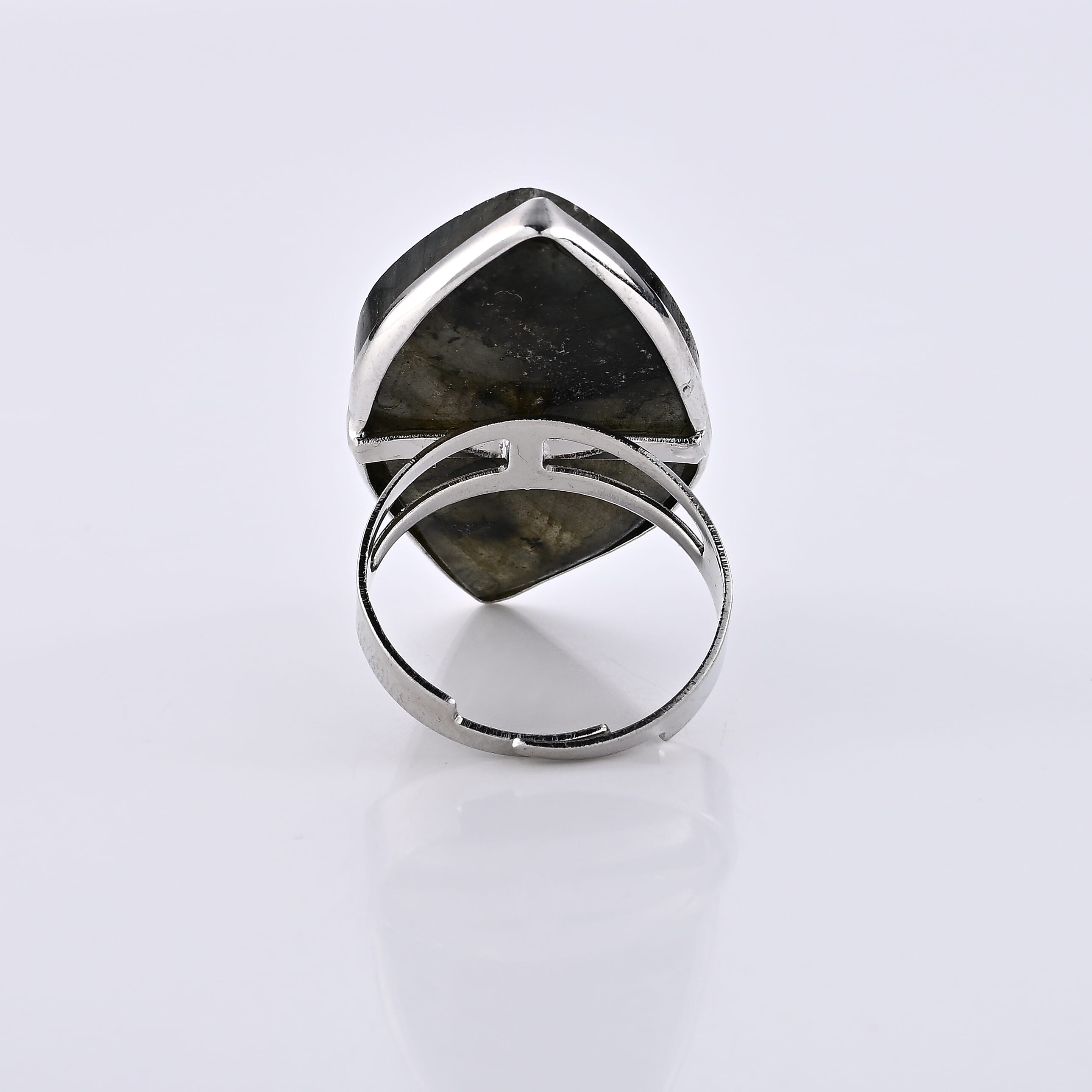 Malagasy Labradorite 50.00 ctw Ring in Silvertone (Adjustable)