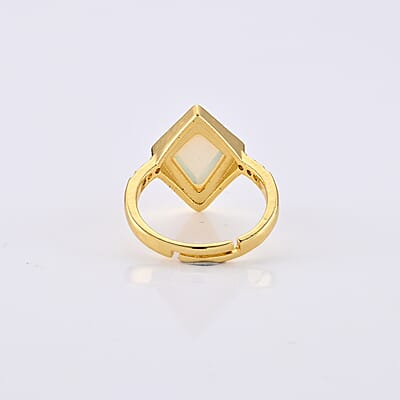Opalite and Simulated Diamond 5.20 ctw Ring in Goldtone (Adjustable)