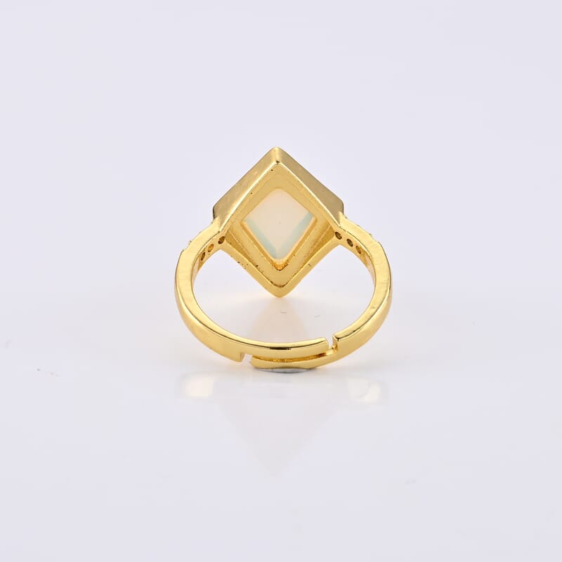 Opalite and Simulated Diamond 5.20 ctw Ring in Goldtone (Adjustable)