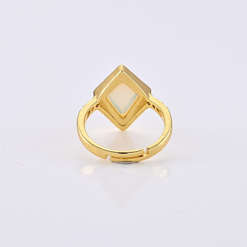 Opalite and Simulated Diamond 5.20 ctw Ring in Goldtone (Adjustable)