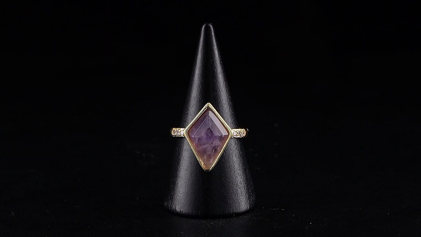Green Aventurine, Simulated Diamond Ring in Goldtone (Adjustable) 5.20 ctw