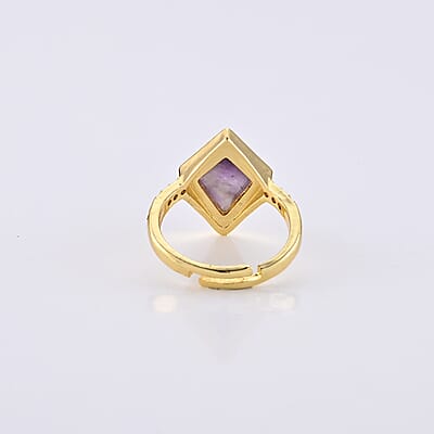 African Amethyst and Simulated Diamond 5.20 ctw Ring in Goldtone (Adjustable)