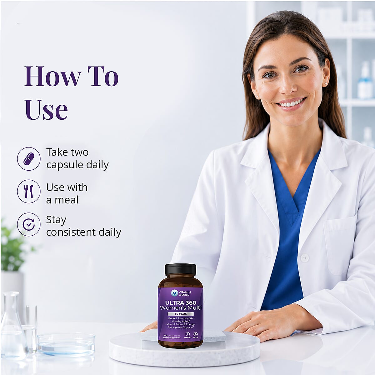 Vitamin World Ultra 360 Women&rsquo;s Multi 50 Plus 180ct Caplets image number 4