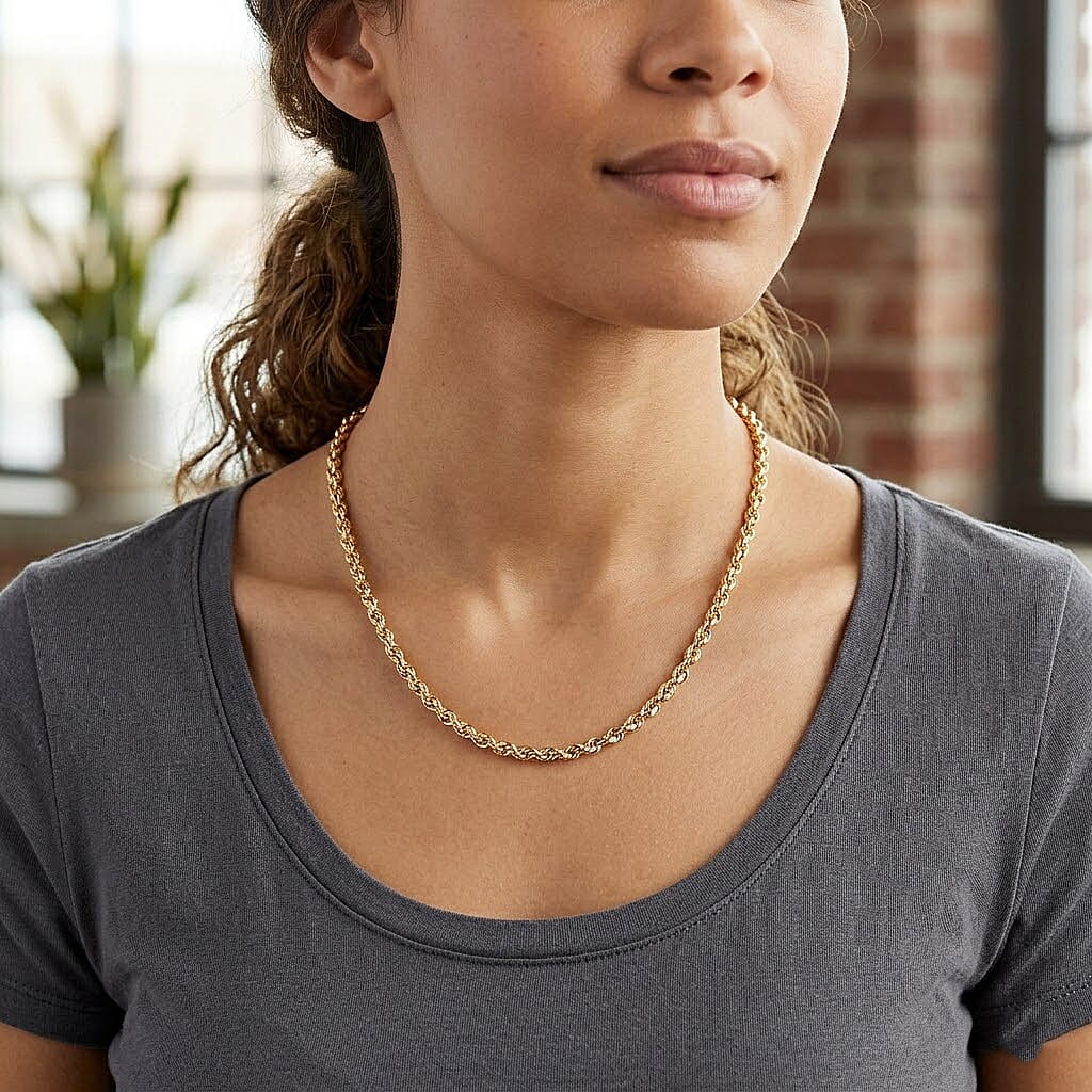 Italian 3.8mm Spirali Oro Chain Necklace in 14K Yellow Gold (20 Inches) 5.30 Grams