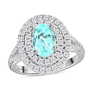Chairman Vault Collection Certified & Appraised Rhapsody AAAA Paraiba Tourmaline and E-F VS Diamond 2.75 ctw Ring in 950 Platinum (Size 8.0) 9.25 Grams