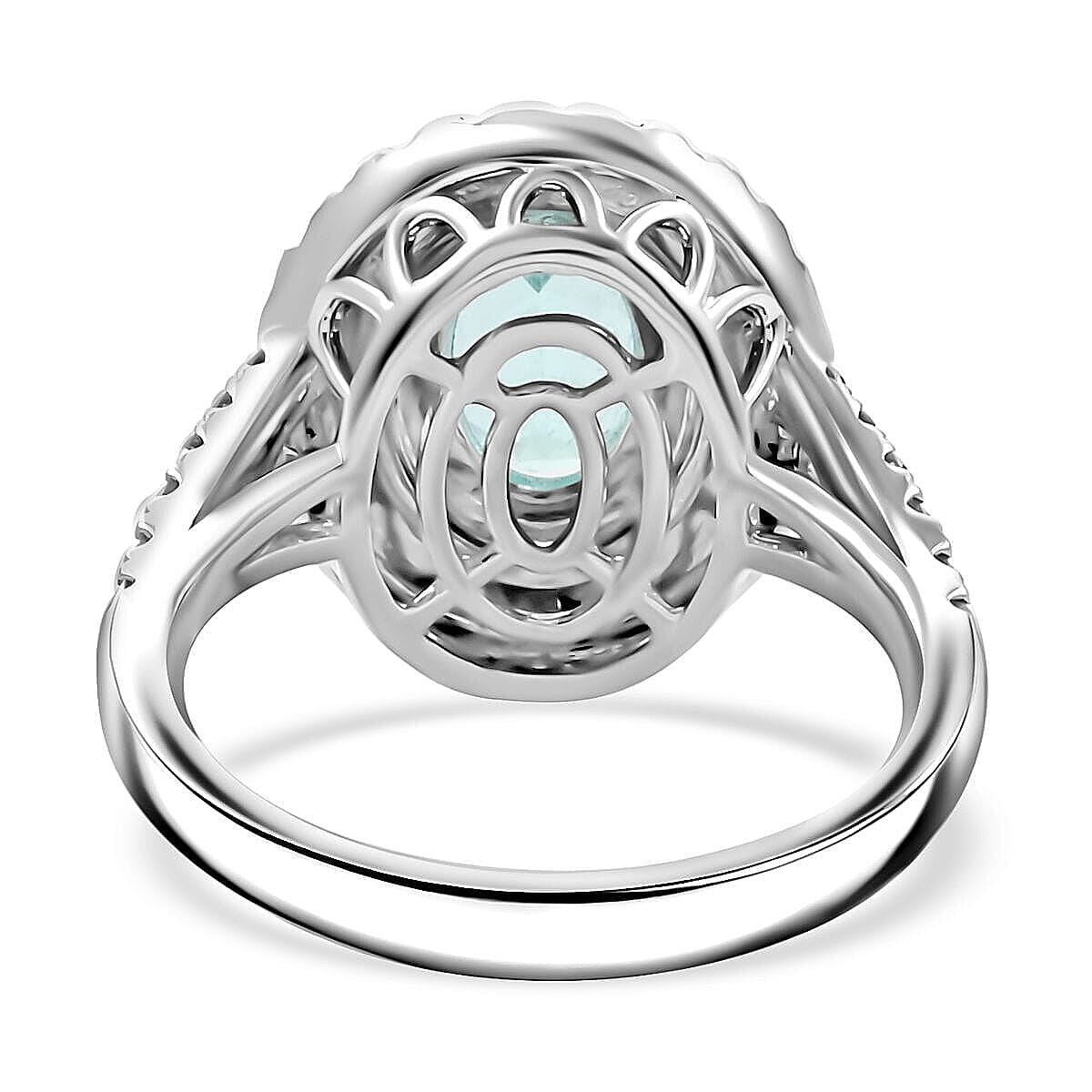 Chairman Vault Collection Certified & Appraised Rhapsody AAAA Paraiba Tourmaline and E-F VS Diamond 2.75 ctw Ring in 950 Platinum (Size 8.0) 9.25 Grams