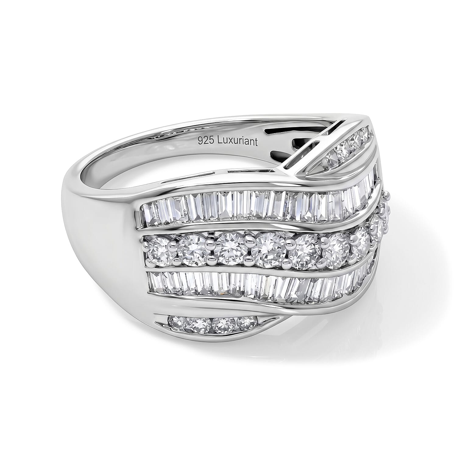 Luxuriant Lab Grown Diamond G-H SI 1.50 ctw Ring in Rhodium Over Sterling Silver (Size 6.0)