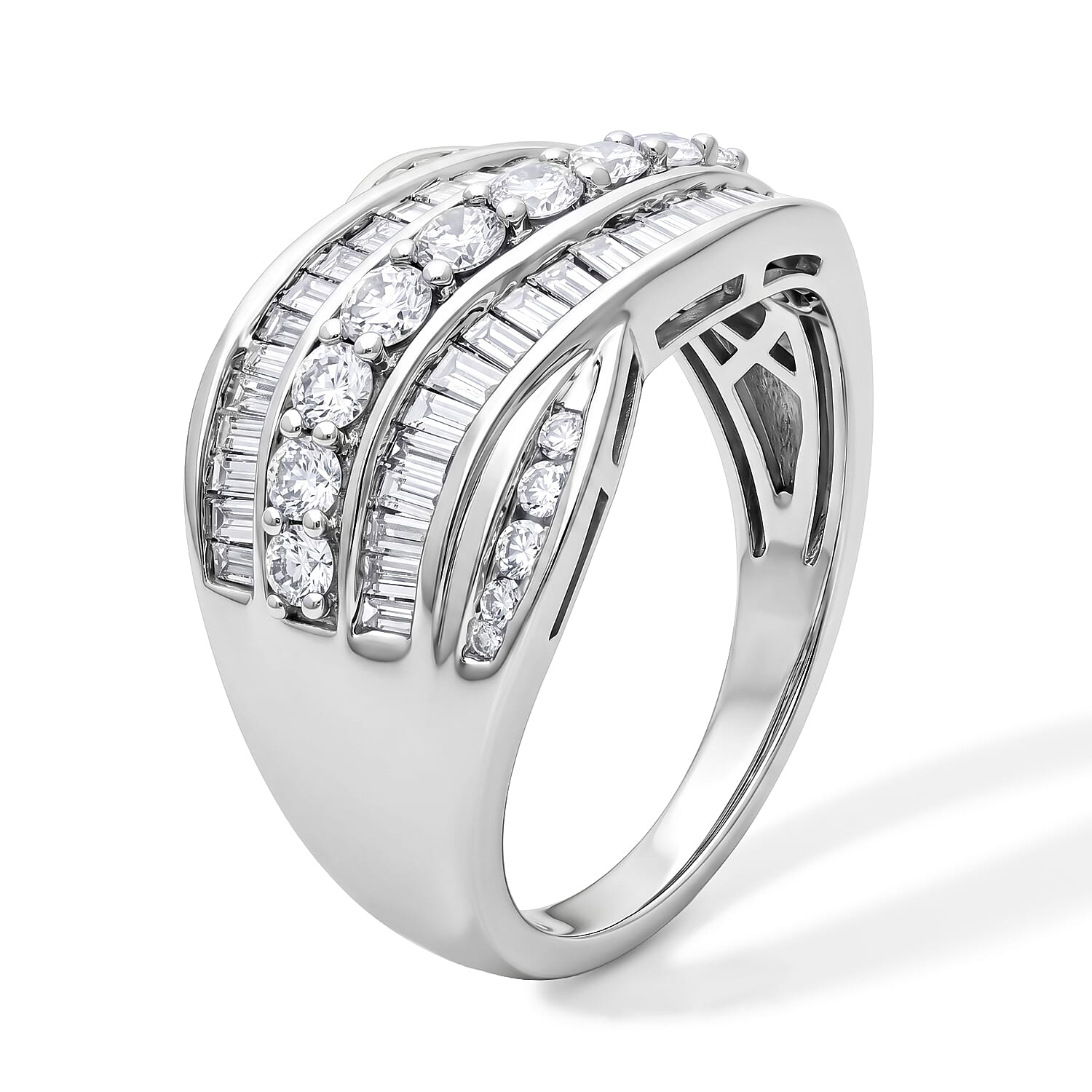 Luxuriant Lab Grown Diamond G-H SI 1.50 ctw Ring in Rhodium Over Sterling Silver (Size 6.0)