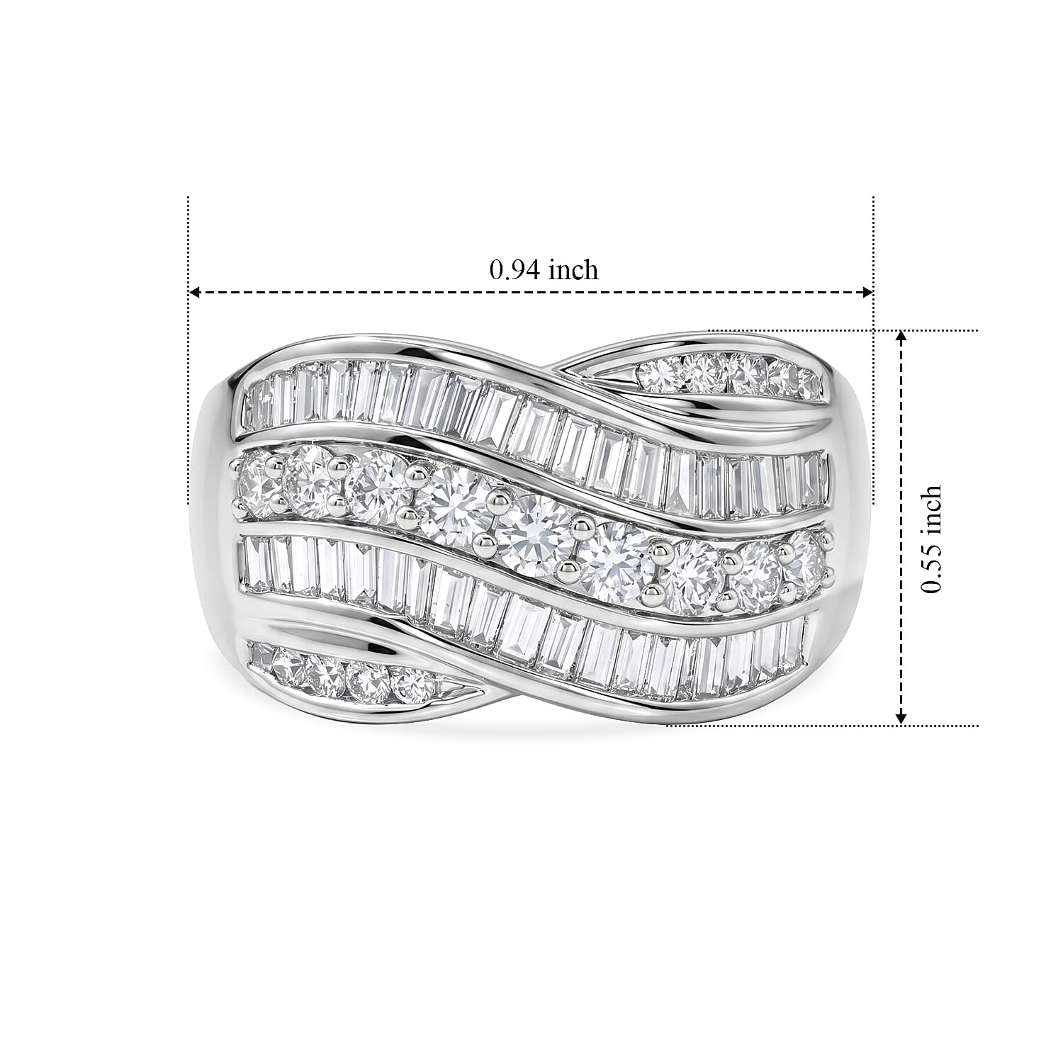 Luxuriant Lab Grown Diamond G-H SI 1.50 ctw Ring in Rhodium Over Sterling Silver (Size 6.0)
