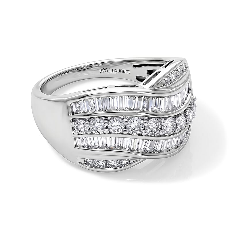 Luxuriant Lab Grown Diamond G-H SI 1.50 ctw Ring in Rhodium Over Sterling Silver (Size 8.0)