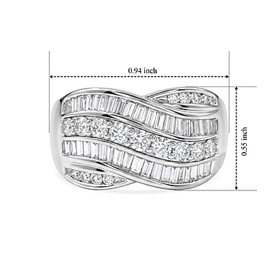 Luxuriant Lab Grown Diamond G-H SI 1.50 ctw Ring in Rhodium Over Sterling Silver (Size 8.0)