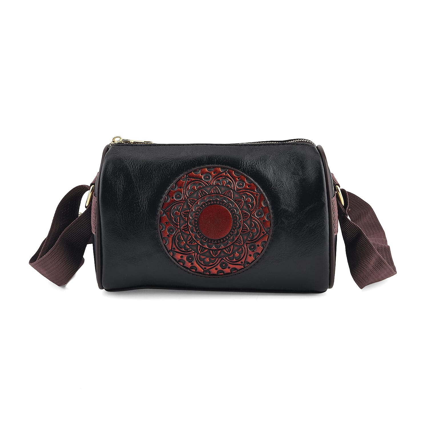 La Marey Black Embossed Faux Leather Rectangle Phone Bag
