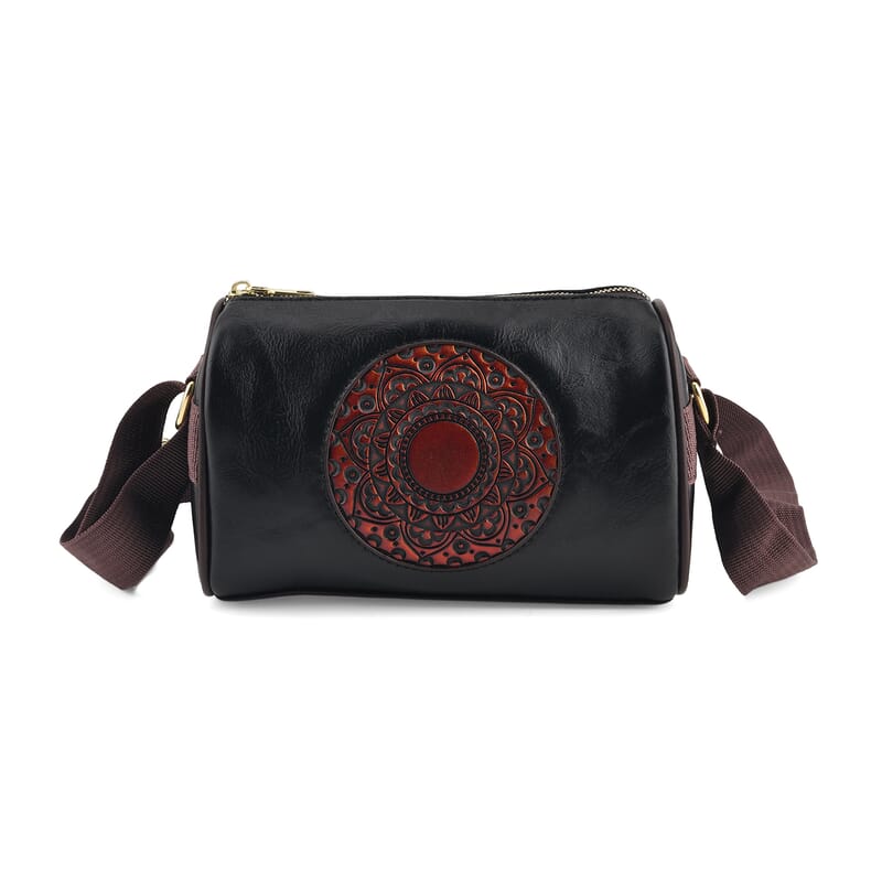 La Marey Black Embossed Faux Leather Rectangle Phone Bag