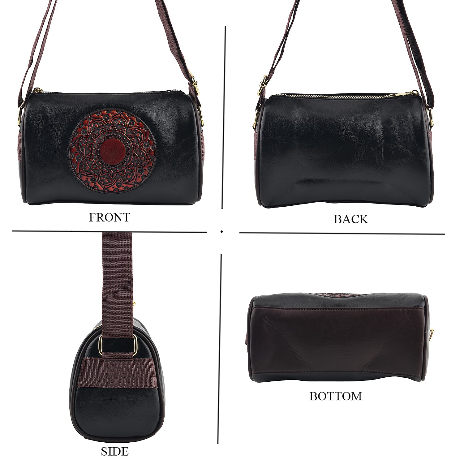 La Marey Black Embossed Faux Leather Rectangle Phone Bag