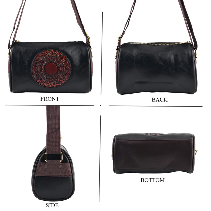 La Marey Black Embossed Faux Leather Rectangle Phone Bag