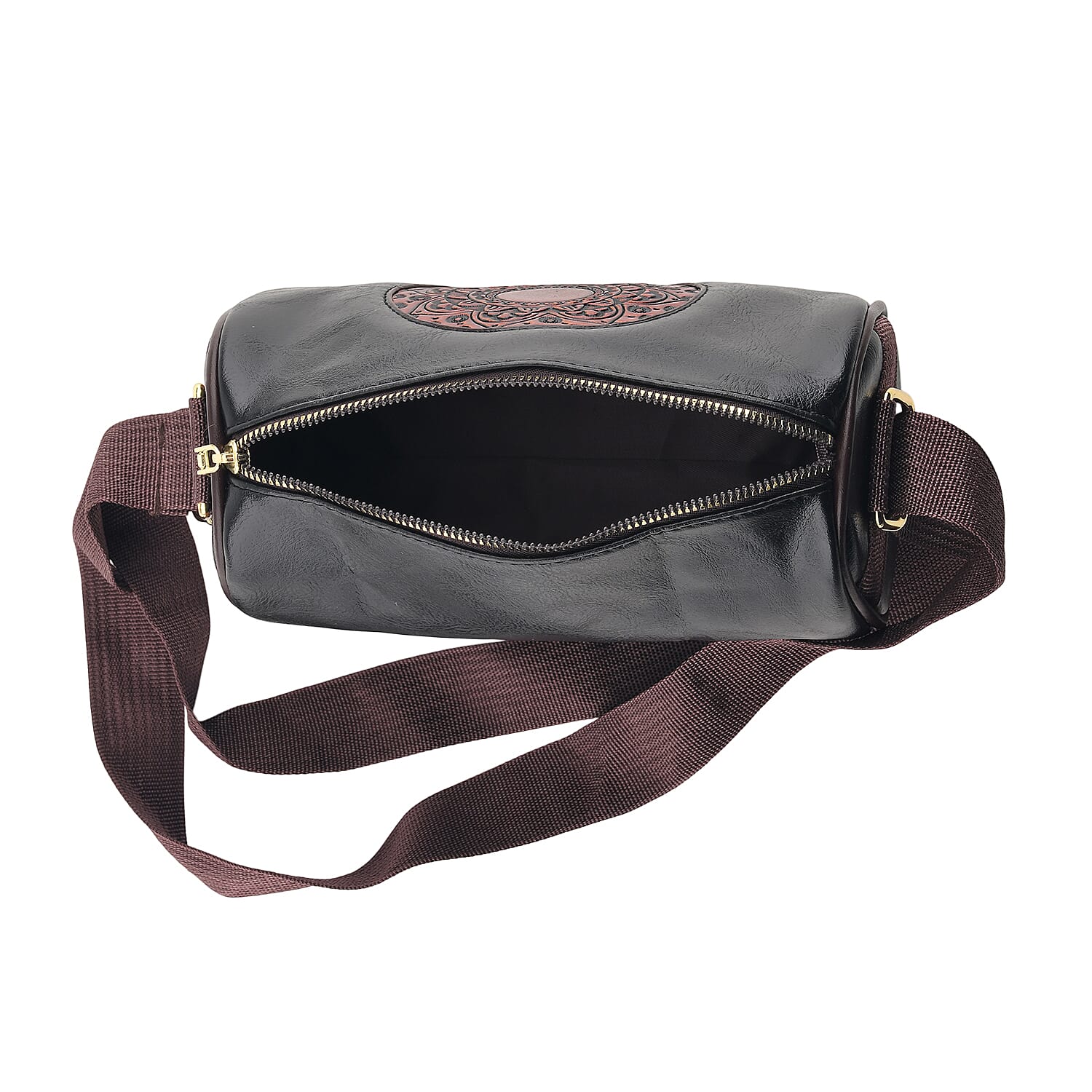 La Marey Black Embossed Faux Leather Rectangle Phone Bag