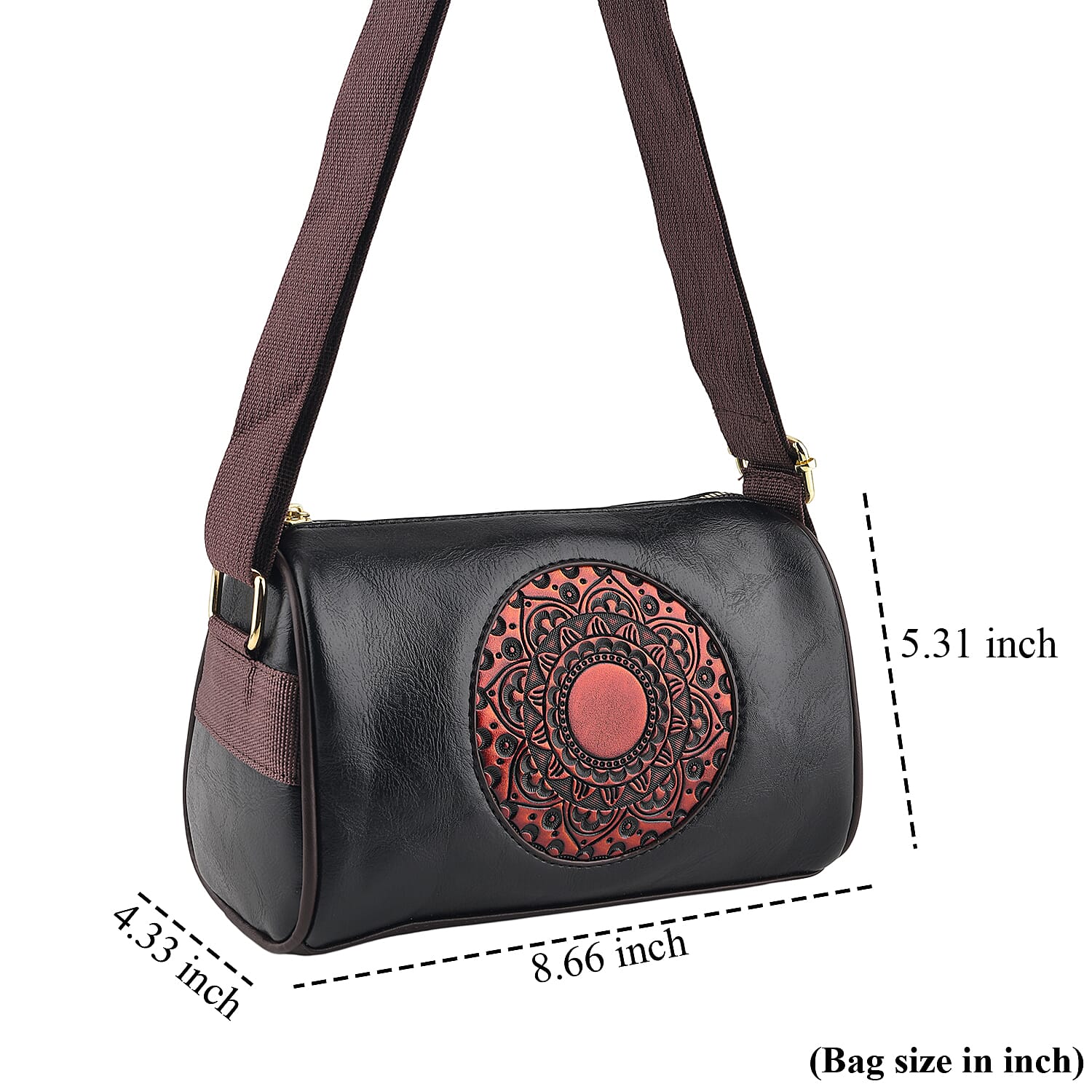 La Marey Black Embossed Faux Leather Rectangle Phone Bag