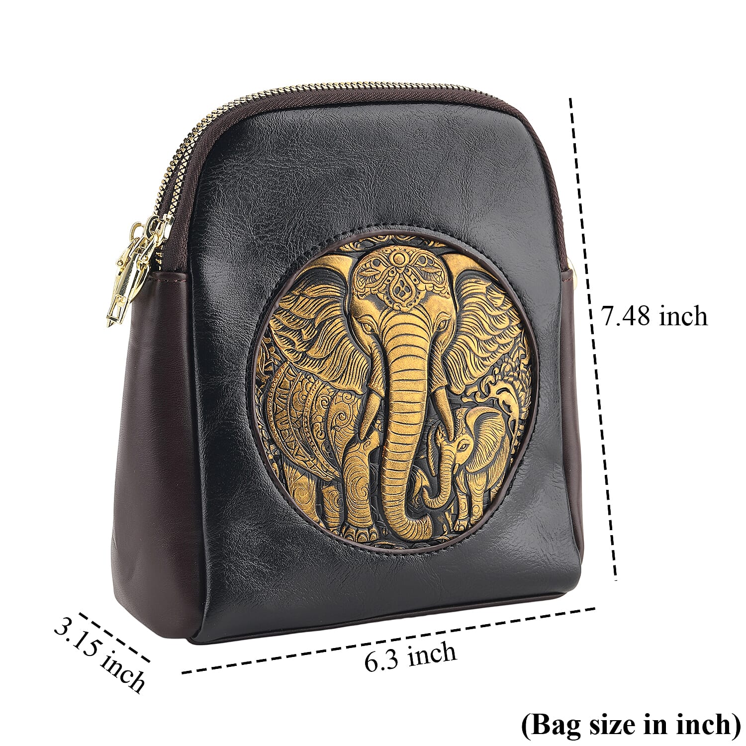 La Marey Black Embossed Faux Leather Phone Bag