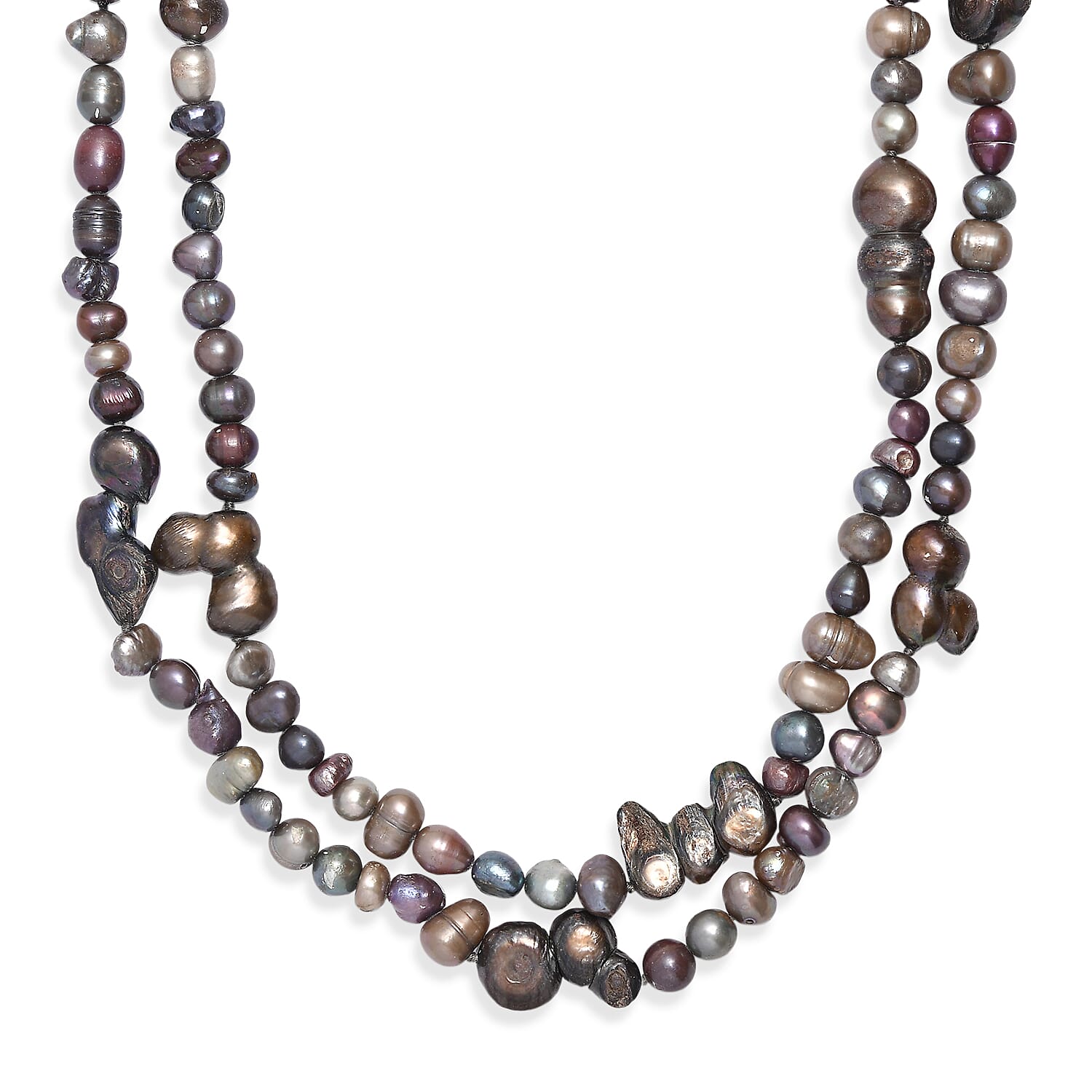 Grey Dyed Pearl Endless Necklace (64 Inches)
