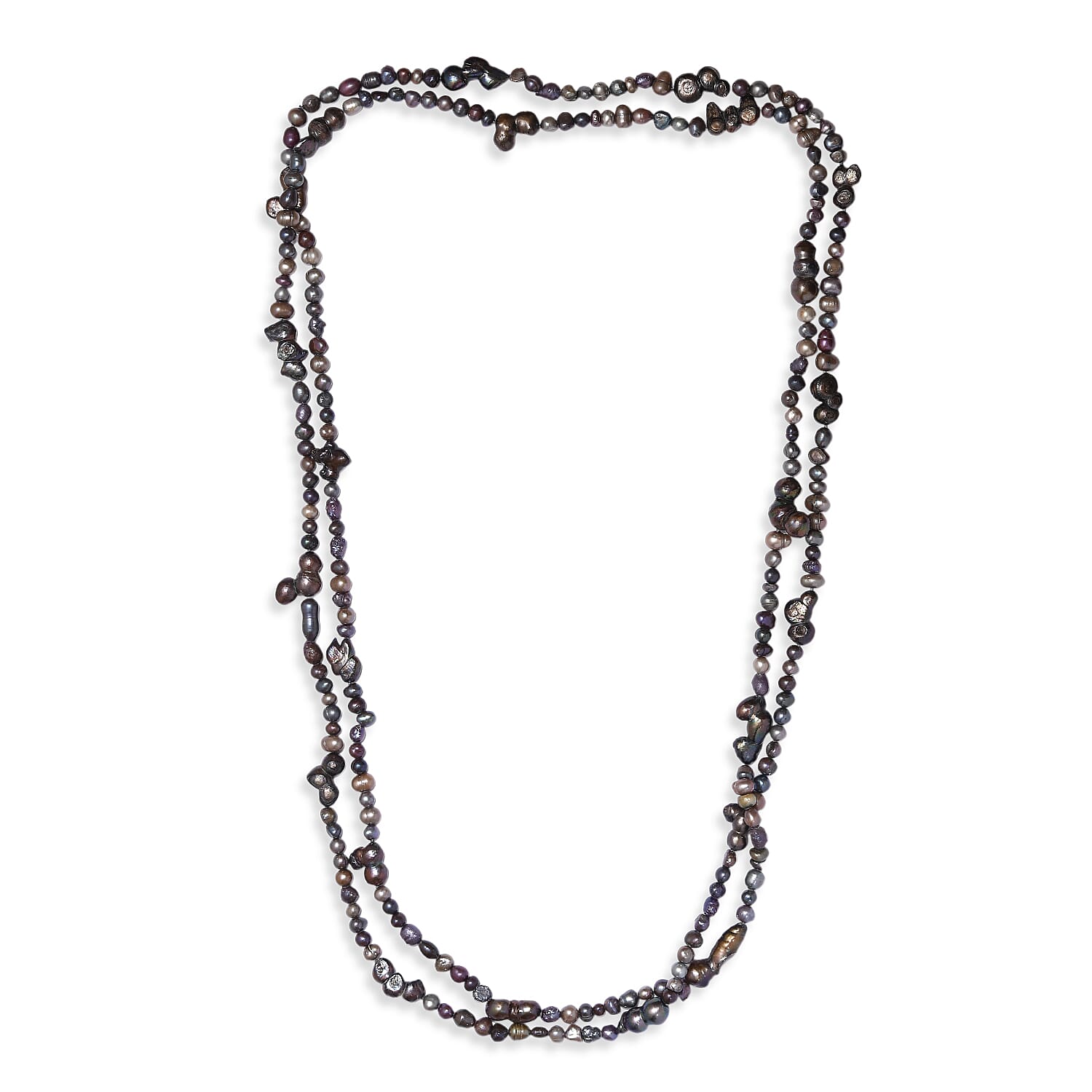Grey Dyed Pearl Endless Necklace (64 Inches)