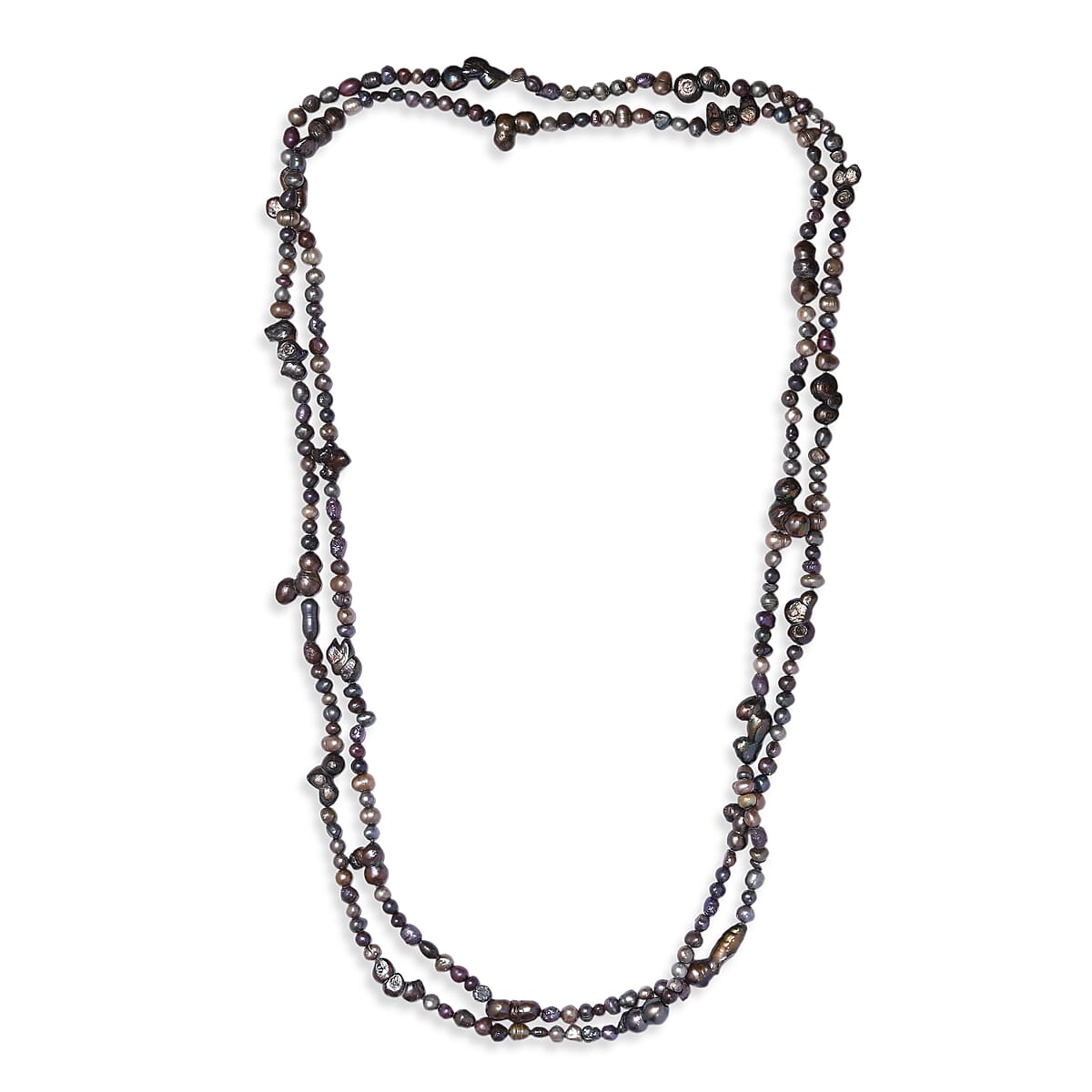 Grey Dyed Pearl Endless Necklace (64 Inches) image number 5